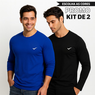 kit 2 Blusas Térmicas Uv 50 Segunda Pele Manga Longa Unissex Praia Moto Pesca Casual Ciclista