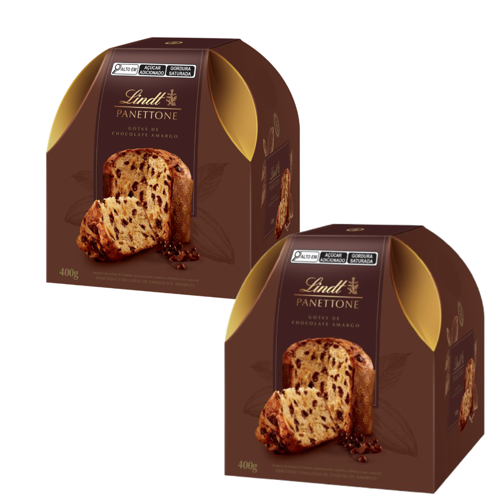 Kit 2 Panettone Lindt Gotas de Chocolate 400g