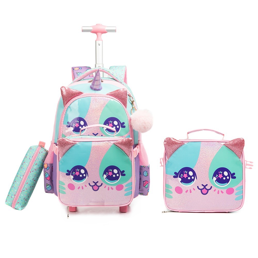 Kit Mochila Lancheira Estojo Escolar Unicornio Infantil Rodinha Rosa Lequeen em Oferta na Shopee