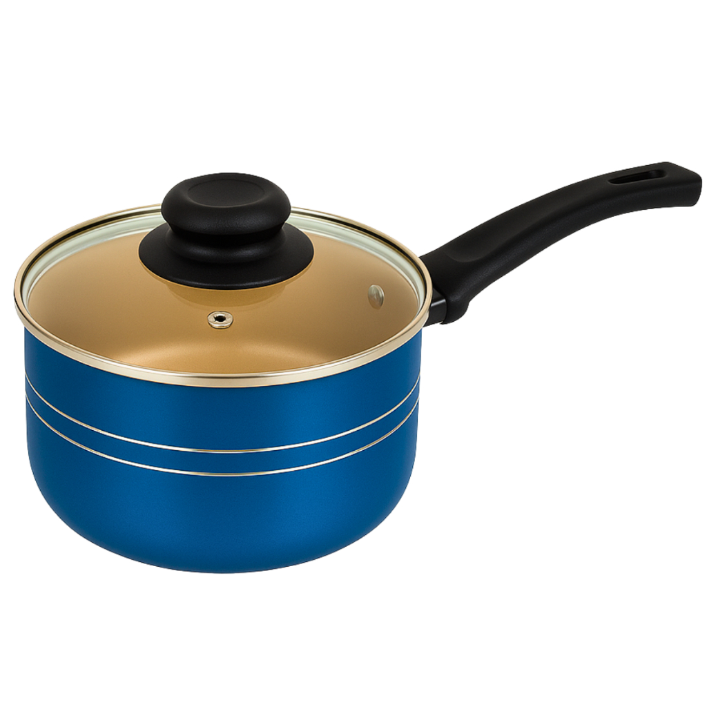 Panela Antiaderente com Tampa, cor azul/creme, escolha o tamanho disponível
