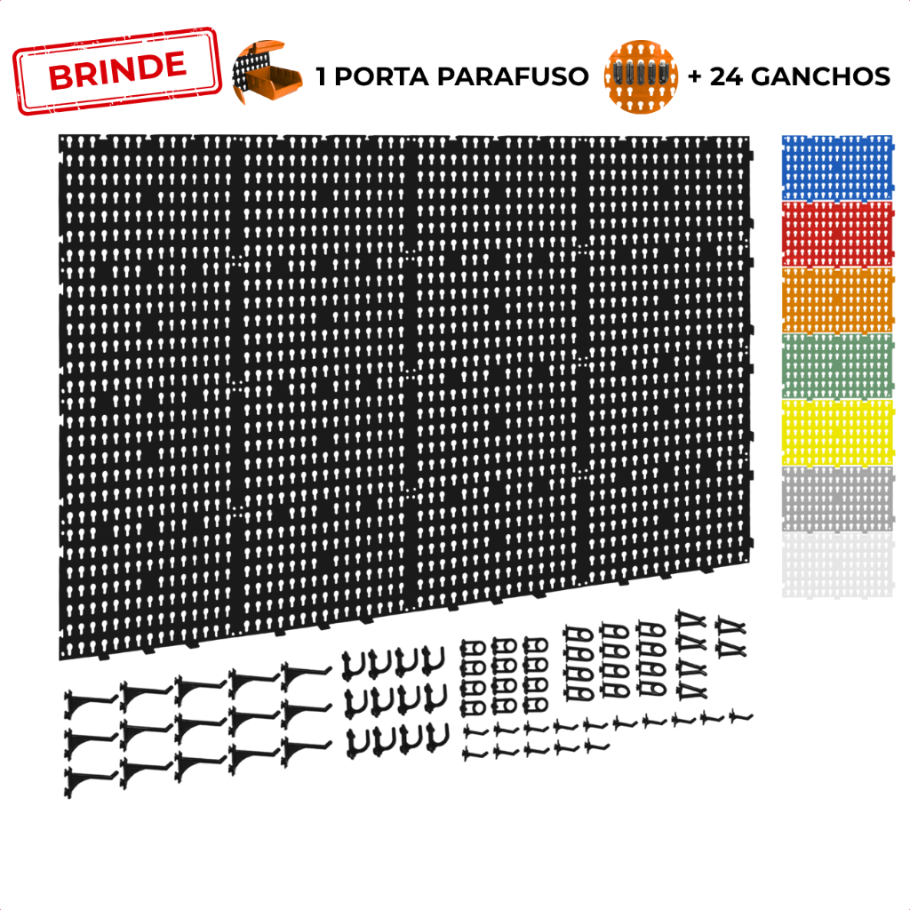 Painel Suporte Porta Ferramentas Organizador Parede Perfurado  69x118 + Brindes em Oferta na Shopee