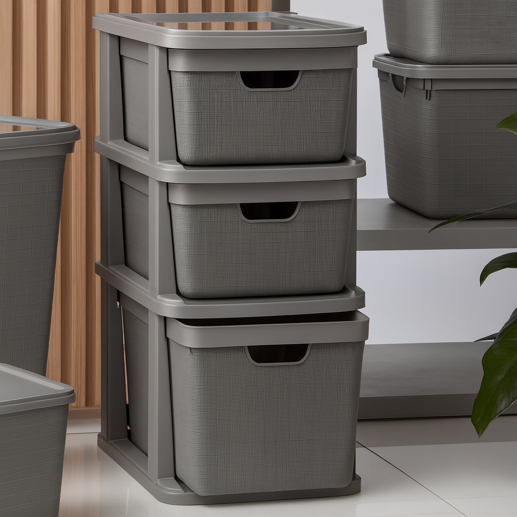 Gaveteiro Organizador de Chão em Plástico Juta com 3 Gavetas 15L e 22L Multiuso- Jaguar em Oferta na Shopee