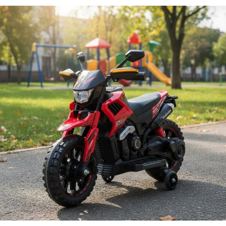Moto Elétrica Infantil Turbon Com Rodinhas Vermelho Zippy Toys.