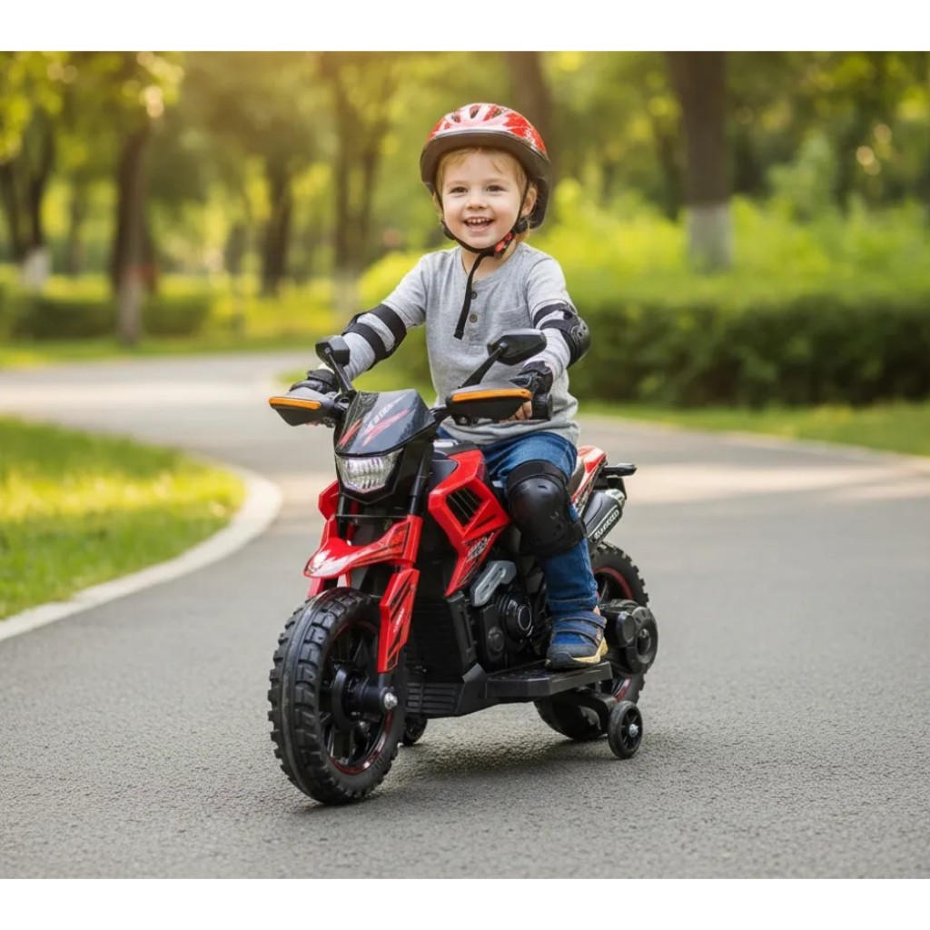 Moto Elétrica Infantil Turbon Com Rodinhas Vermelho Zippy Toys.
