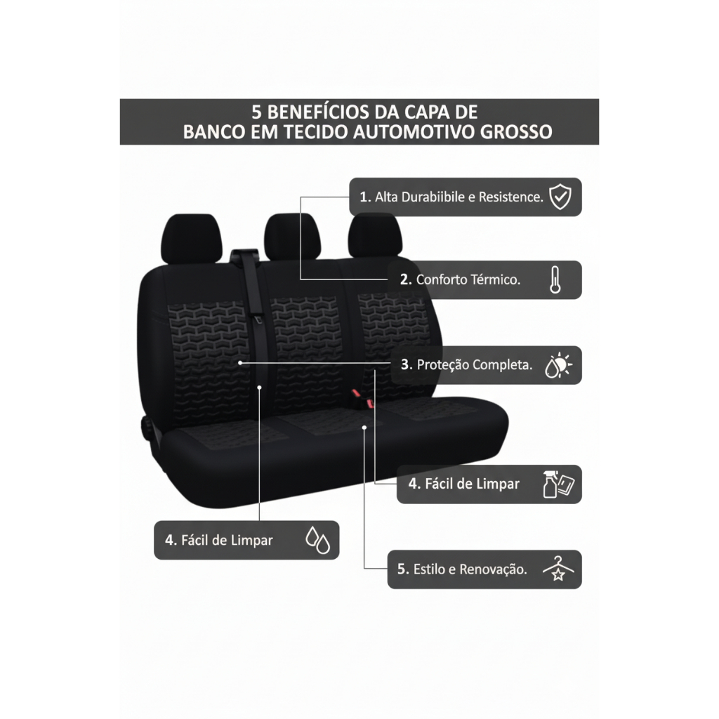 capa de banco van ducato tecido grosso promoção