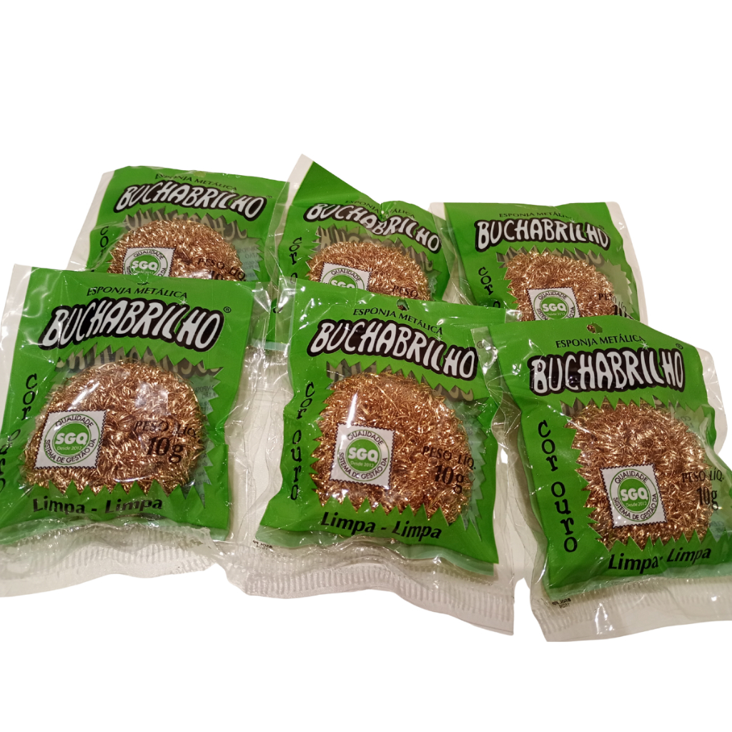 Kit Bucha Brilho - Cor Ouro - Limpeza Pesada - Limpa-Limpa - Esponja Metálica - Composição Latão - Não Esferruja em Oferta na Shopee