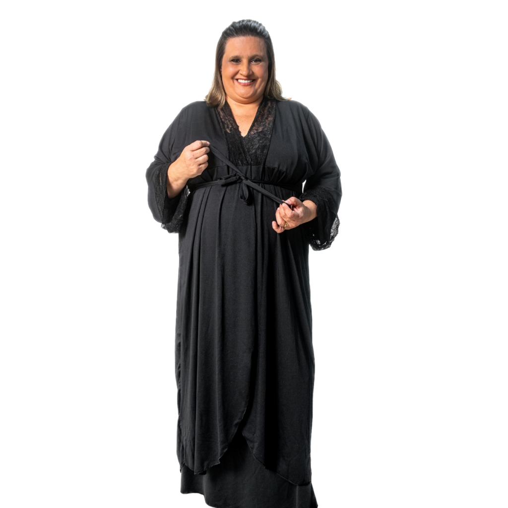 Robe Feminino Longo Plus Roupão Size  Para Gestante Maternidade Pós Parto Roupa Dormir