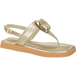 Sandália Feminina Infantil GiGiL Teen Flatform Rasteira ABS Metalizado Birken Chinelo Dedo Conforto