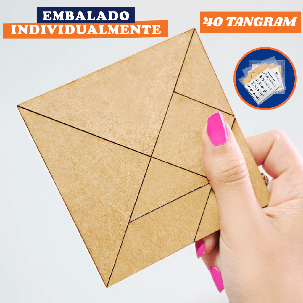 Kit de 40 Tangram Lembrancinhas Educativo Brinquedo Pedagógico em MDF Cru em Oferta na Shopee