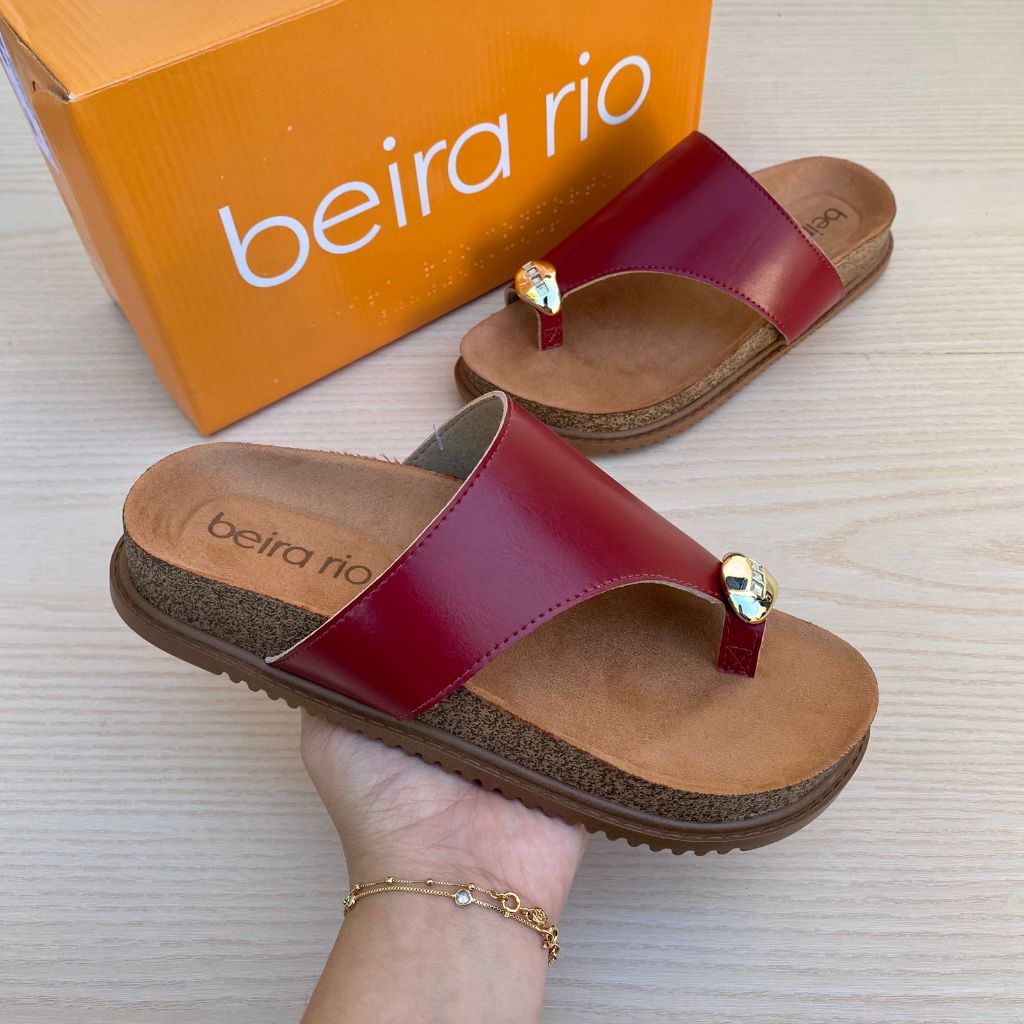 Sandália Papete Feminina Beira Rio Anel Dedo Moda Verão Confortável Estilosa Natal Ano Novo