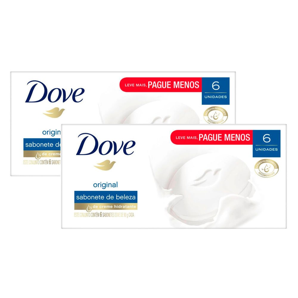 Kit 2 Sabonete em Barra Dove Original com 6 Unidades de 90g cada