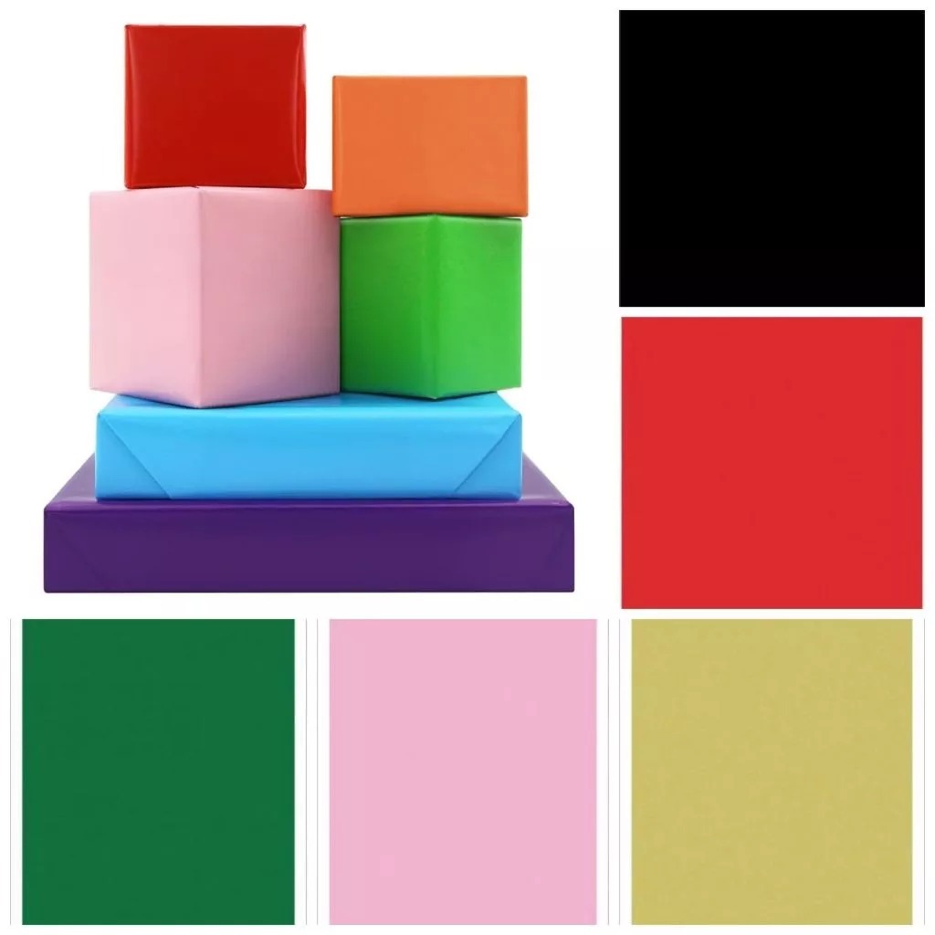 Papel De Presente Colorido Liso Pacote Com 40 Folhas 50cm x 60cm Aniversário Natal em Oferta na Shopee