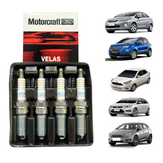 Jogo Velas Motorcraft ponta fina Ka Ecosport Fiesta New Fiesta Focus 7s6g12405aa em Oferta na Shopee