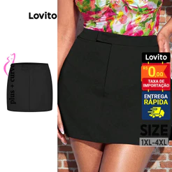 Lovito Saia Feminina Curta Cós Assimétrico SKB7BR117