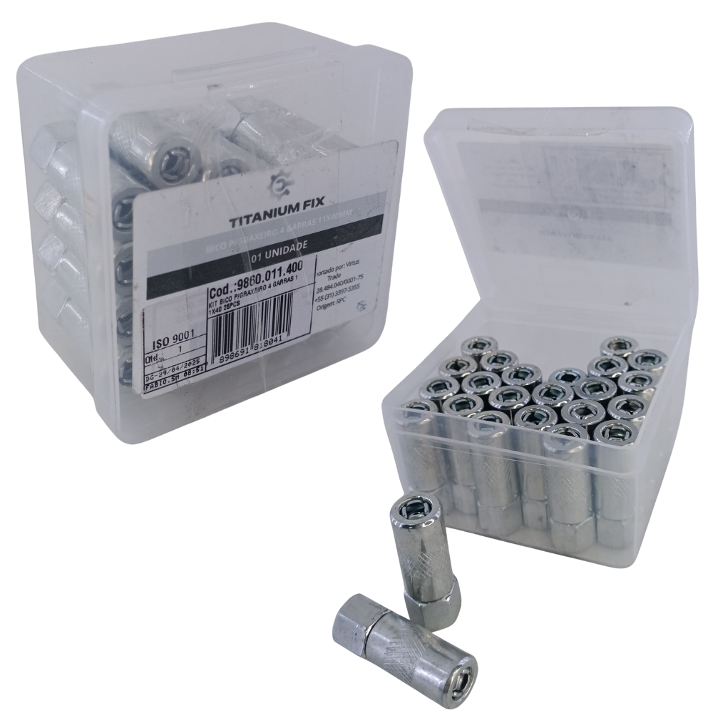 Kit 25 unidades de Bico Engraxadeira Acoplador Hidráulico Universal Graxeiro