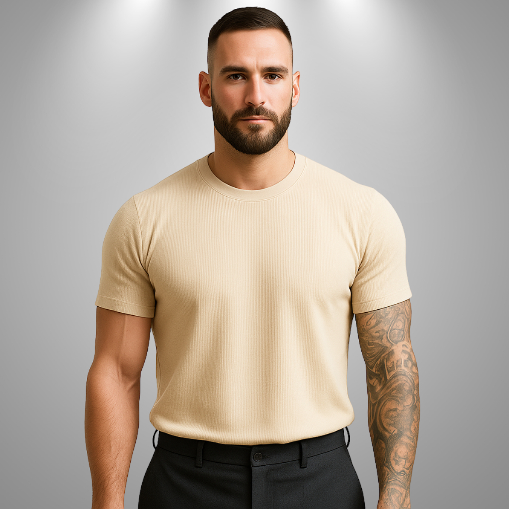 Camisetas Masculina Canelada Americana Slim Algodão Premium Ribana
