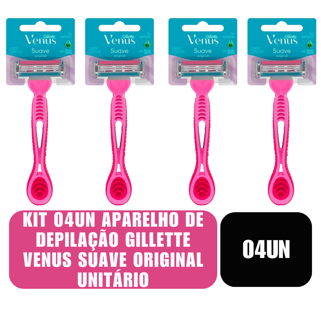 Kit 04un Aparelho para Depilação Gillette Venus Suave Original Unitário