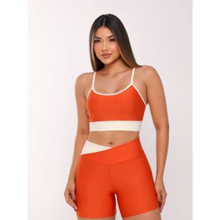 Conjunto de Academia Top Cropped e Short Curto Com Cós V Feminino Fitness Para Treino em Oferta na Shopee