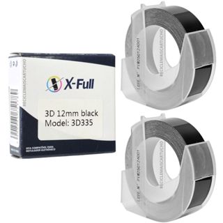 2 Fita Preta Vinil 3D335 3D-335 Compatível Dymo Rotulador Manual 12mm Alto Relevo X-full em Oferta na Shopee