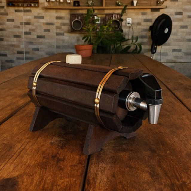 Pingometrô barril deitado Madeira Rustica Cachaça e Vinho