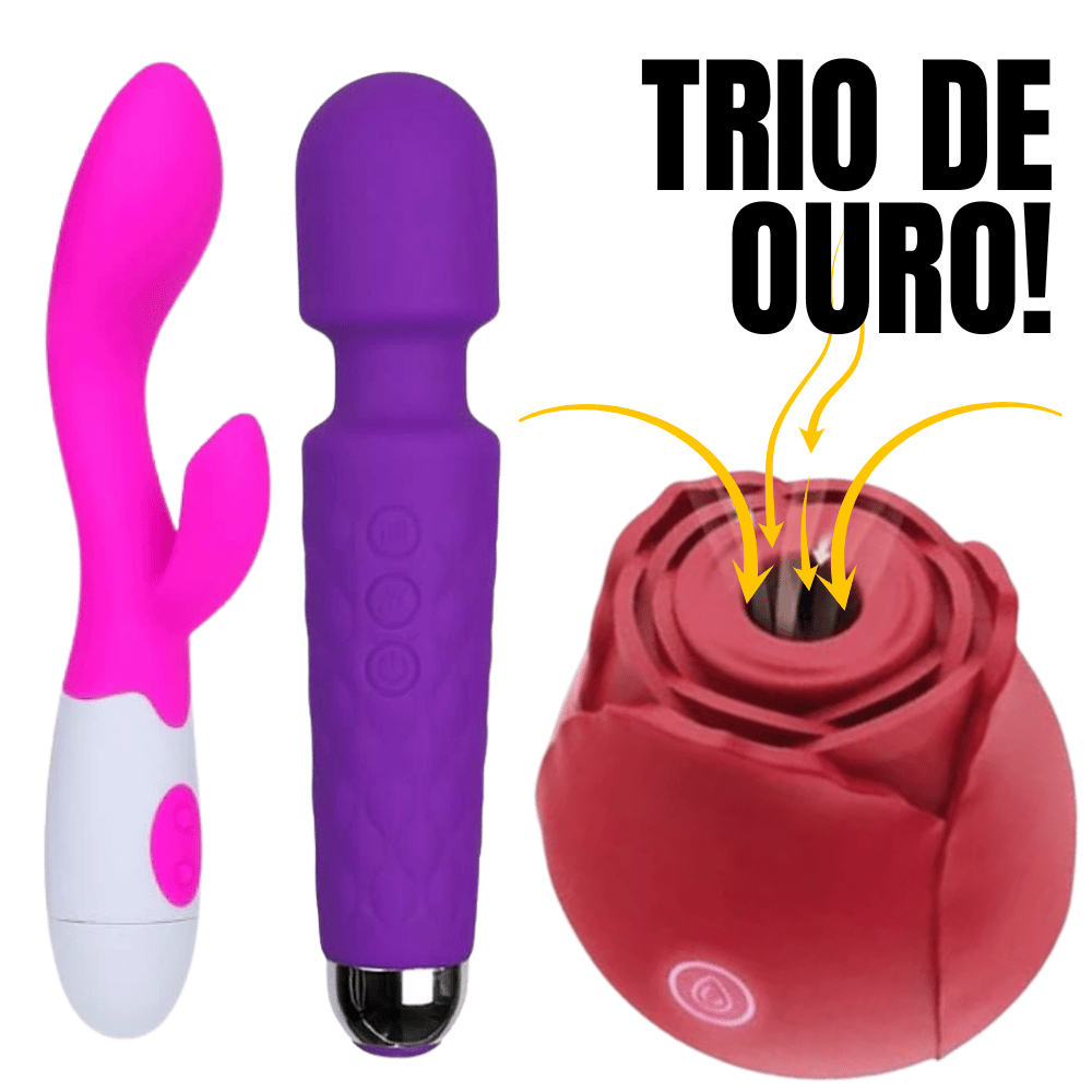 Kit 3 Vibrador Feminino (QUERIDINHOS SHOPEE) Varinha + Sugador Clitóris Estimulador +Vibrador Rabbit