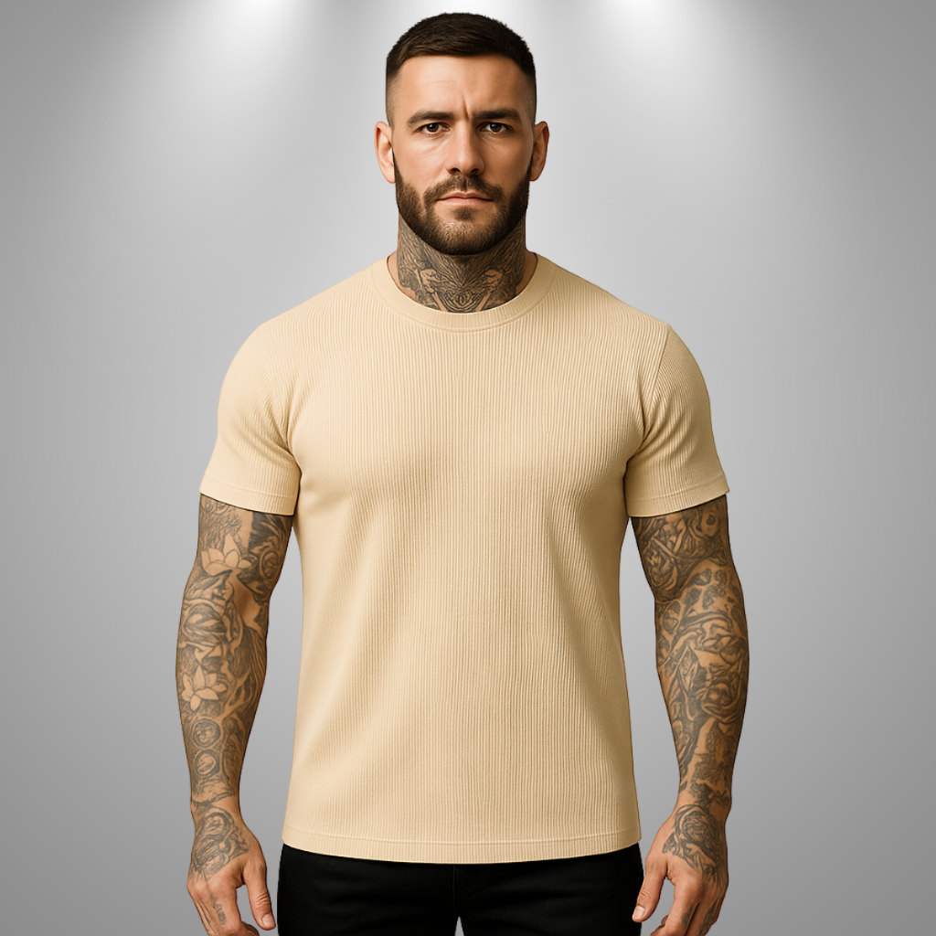 Camiseta Ribana Estilo Americana Textura Canelada Gringo