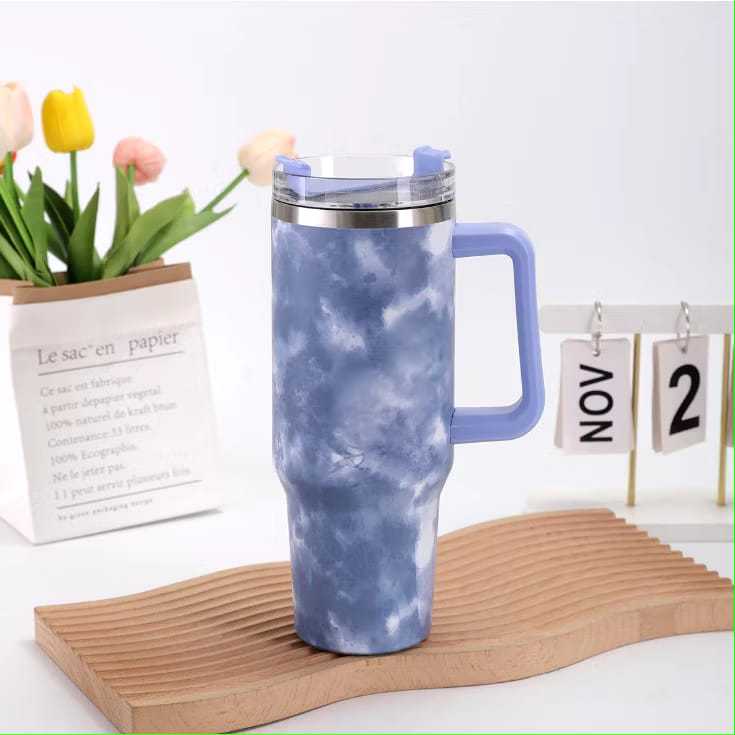Garrafa Térmica De Inox Grande Capacidade Tie-Dye Com Canudo 1200ml L-29 em Oferta na Shopee