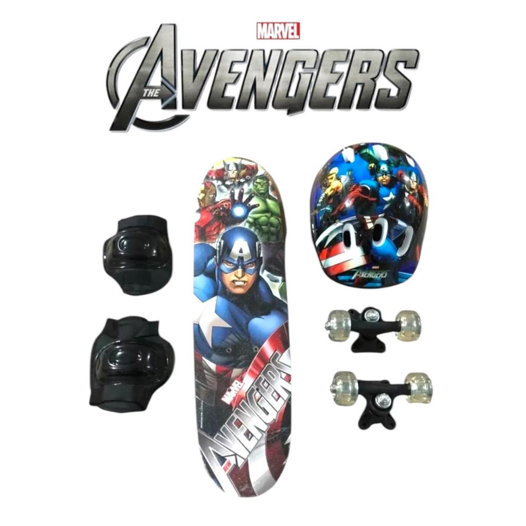 Skate Radical Infantil Vingadores C/ Kit Proteção em Oferta na Shopee