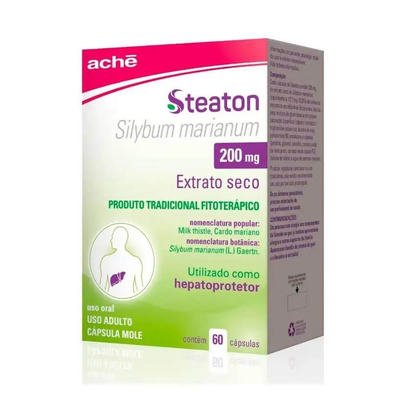 Steaton 200mg Com 60 Cápsulas + 16 Cápsulas Grátis Total 76 Cáps - Hepatoprotetor em Oferta na Shopee