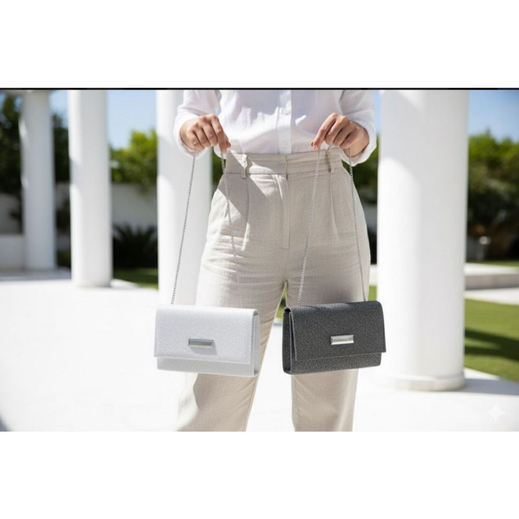 Kit 2 Bolsas Feminina Brilhante Glitter e Bolsa de Mão e Transversal Alça Corrente em Oferta na Shopee