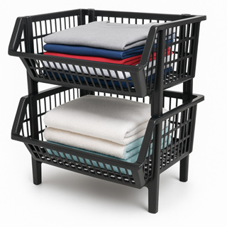 Kit 3 Cesto Expositor Grande Empilhavél  Preto em Oferta na Shopee