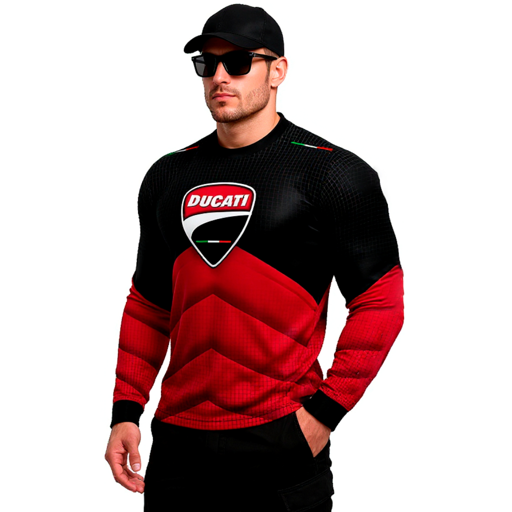 Camiseta Camisa Ducati  Multistrada V4 Moto Passeio Manga Longa Filtro Uv50