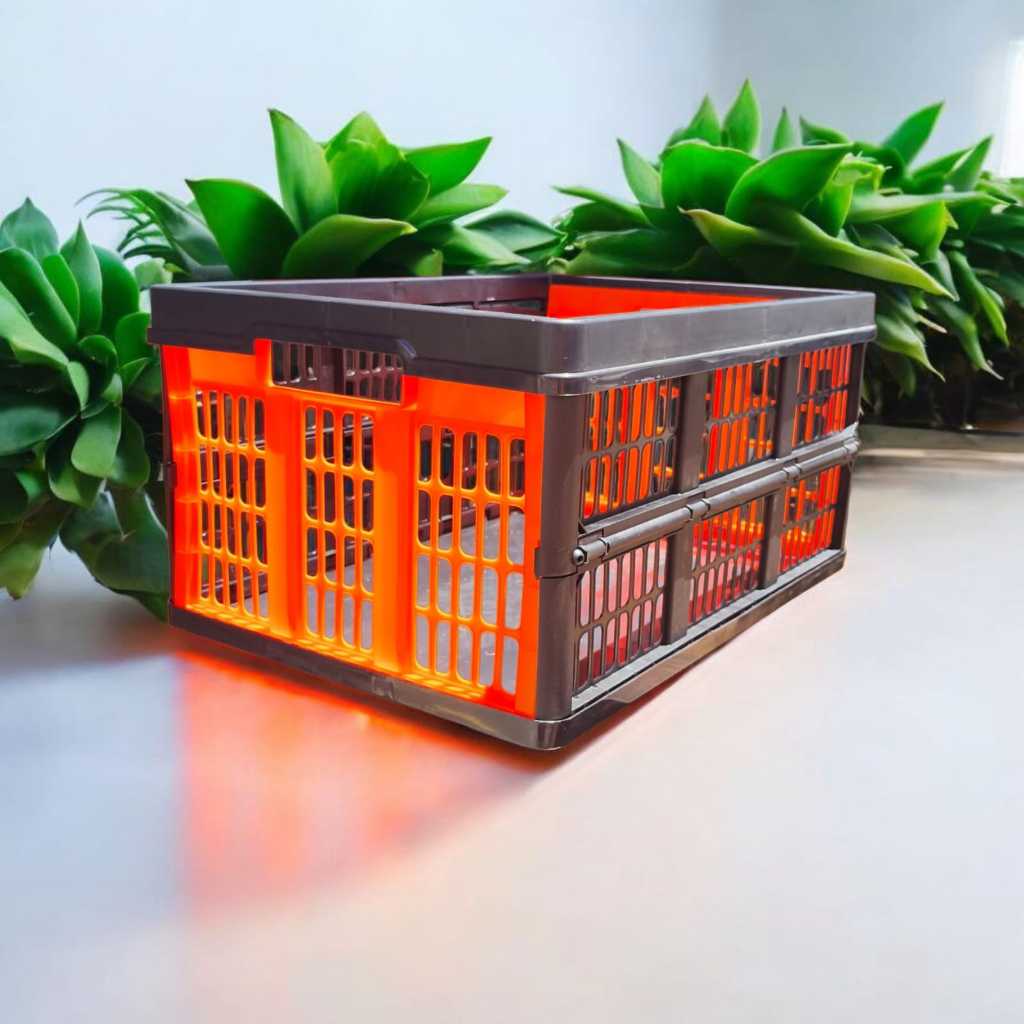 Caixa Organizadora Articulada Dobrável Grande–Plástico Reforçado Portátil Multiuso 45 Litros