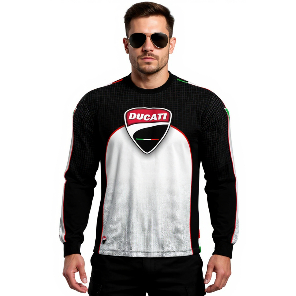 Camiseta Camisa Ducati Moto Passeio Manga Longa Filtro Uv50