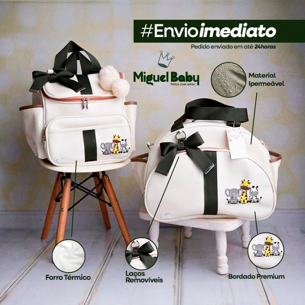 Kit Bolsa maternidade com Mochila Multifuncional 2 peças para menino e menina