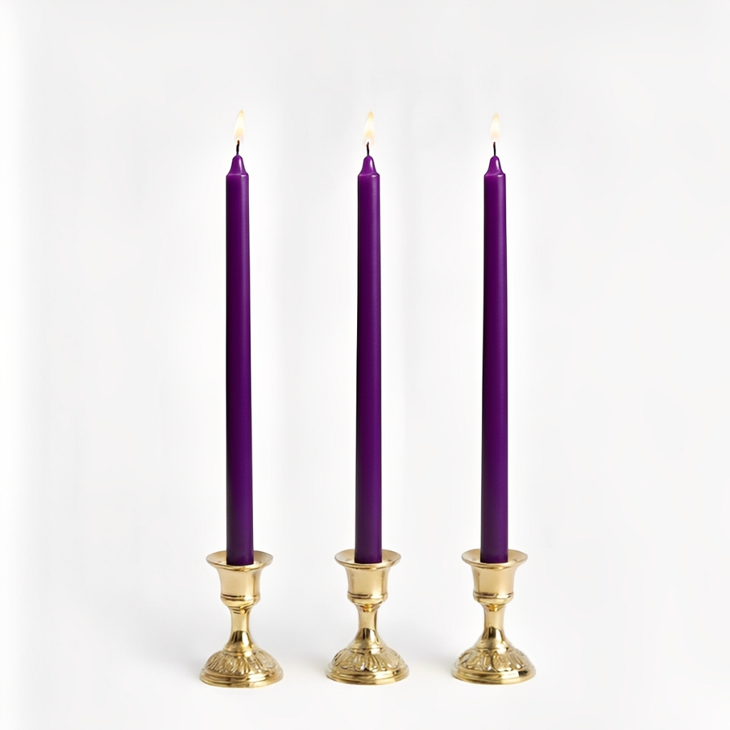 Vela par Castiçal Lilás  8 Unidades 26CM