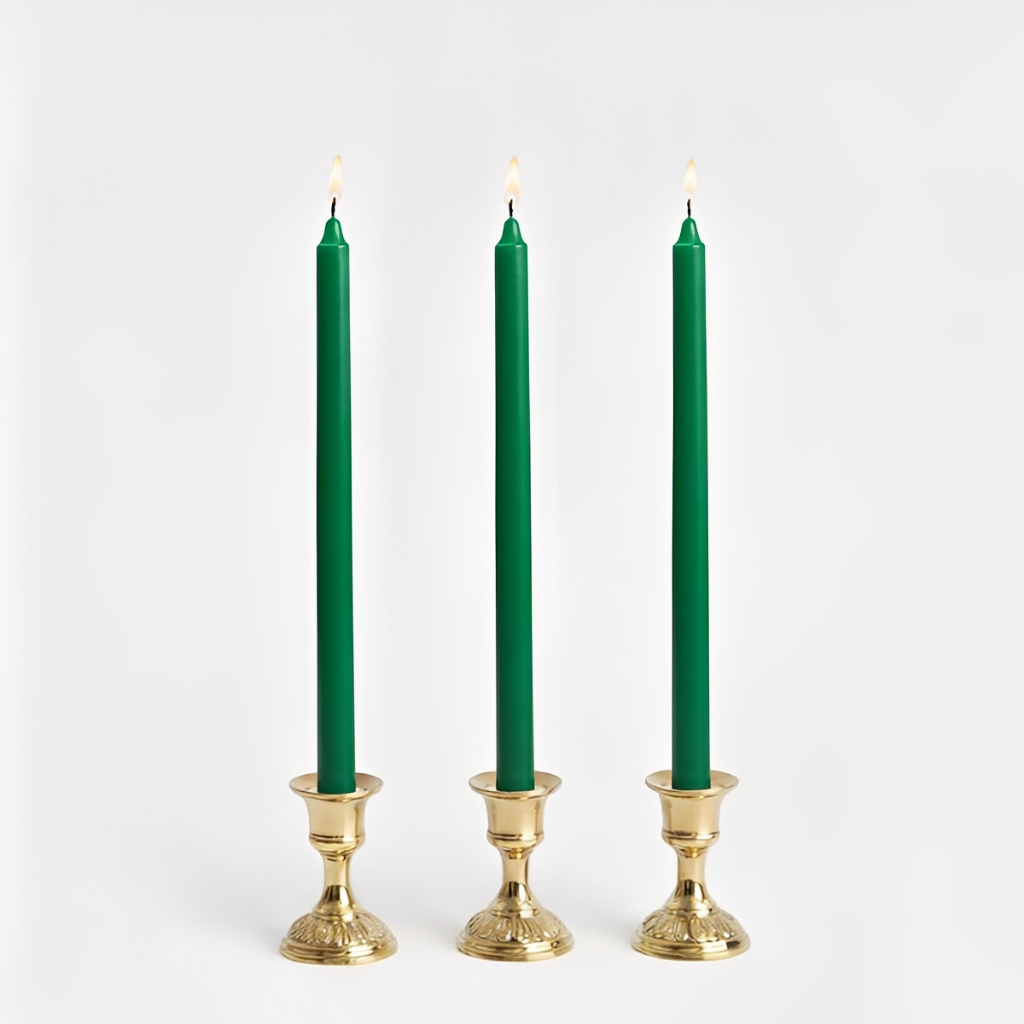 Vela par Castiçal Verde 8 Unidades 26CM