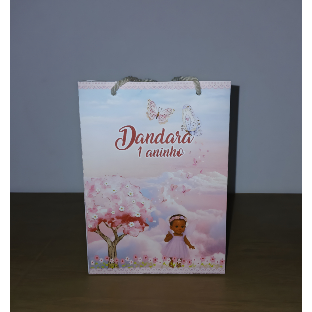 Sacolinha Personalizada Pequena Jardim das Borboletas 10 peças - Lembrancinhas Personalizadas - Papelaria Personalizada