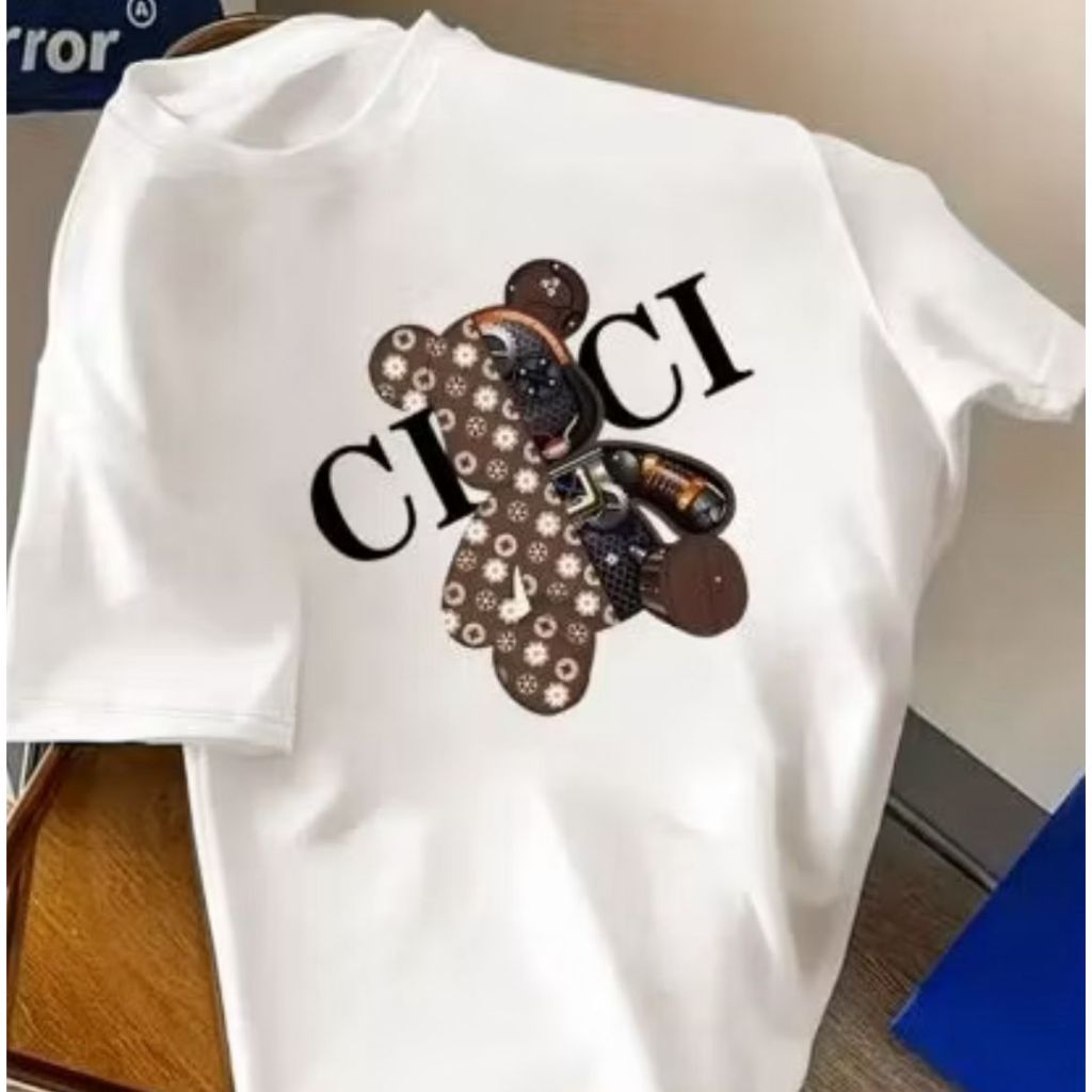 Camiseta Urso Luxo Estiloso 100% Algodão Moda Masculina Tendência Envio Imediado