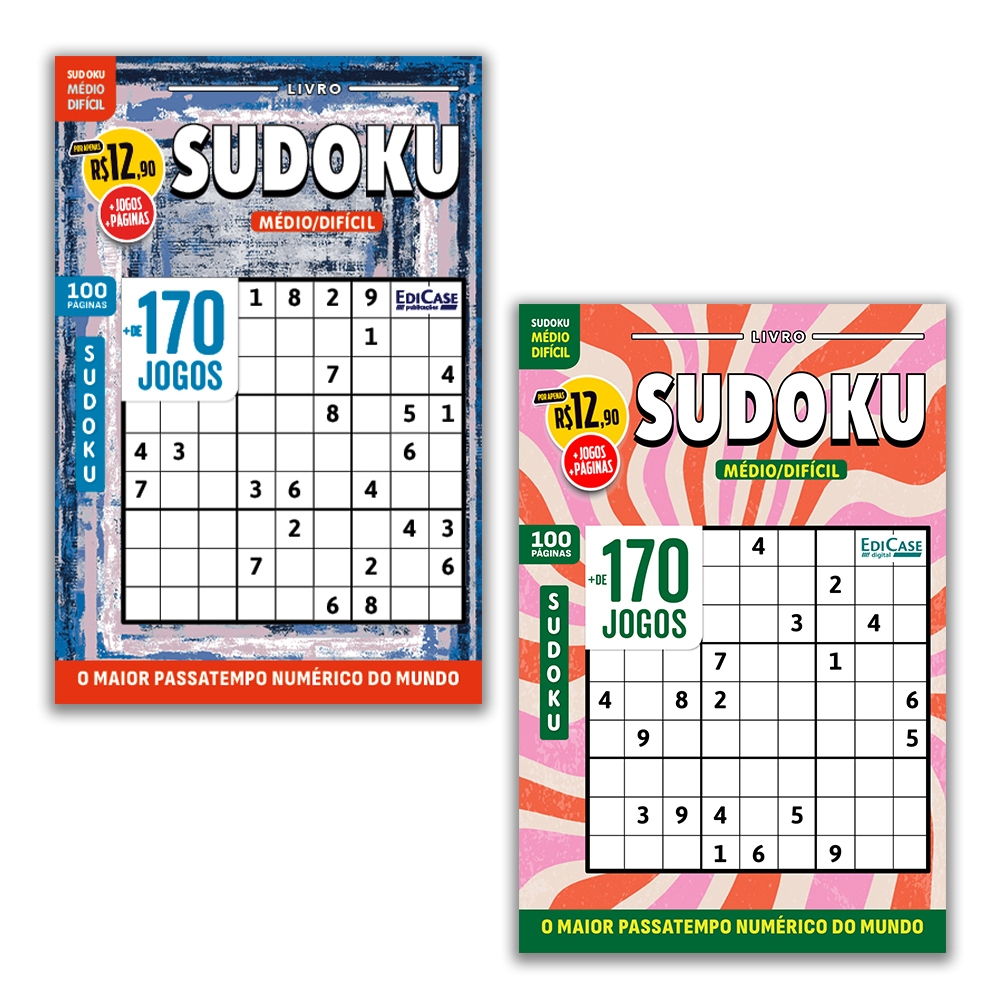 Kit 2 Livros Sudoku ed.05 - 200 págs.- Médio/Difícil - 39 e 40