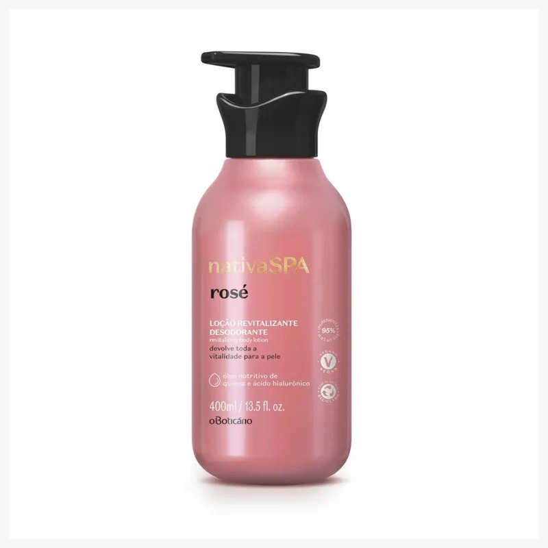 Loção Revitalizante Desodorante Corporal Nativa Spa Rosé, 400 ml