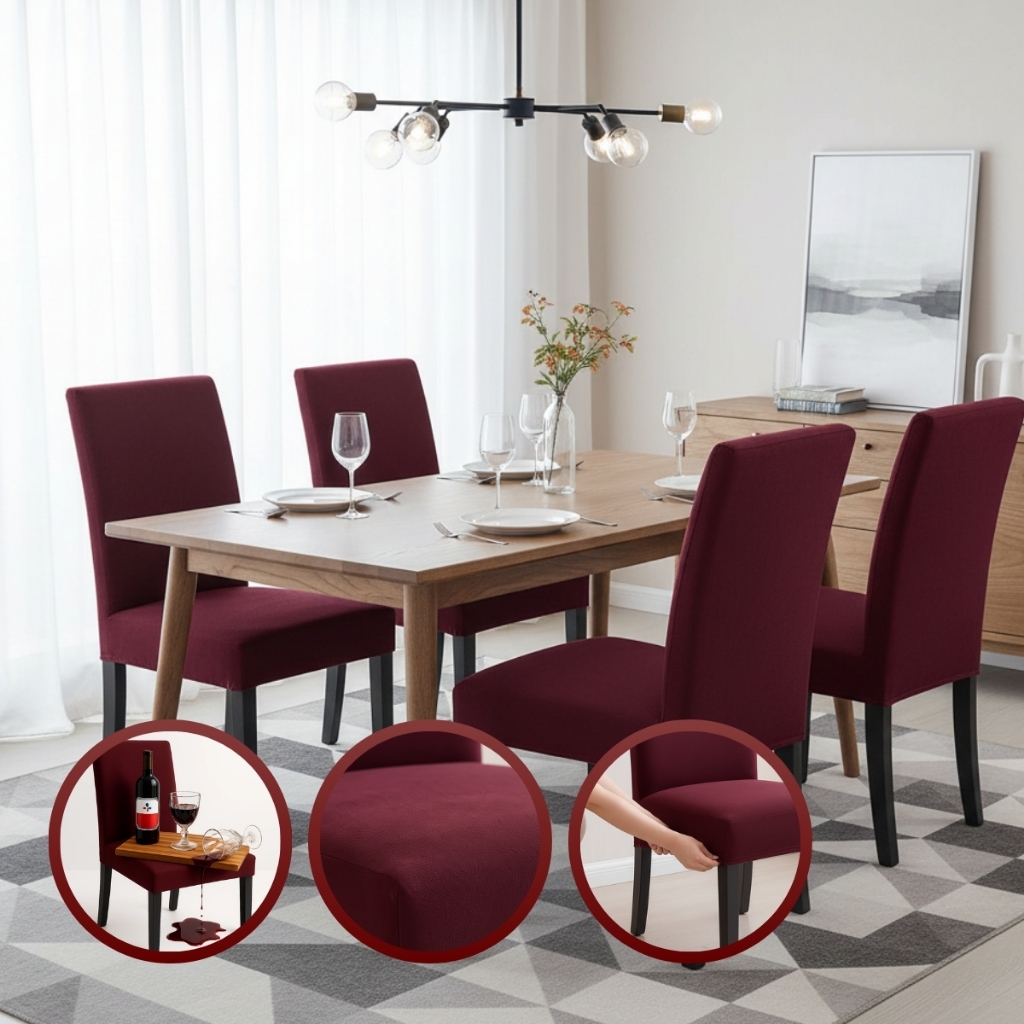 Kit 4 Capa Cadeira Sala Jantar Malha Lisa E Estampada Para Mesa De Jantar