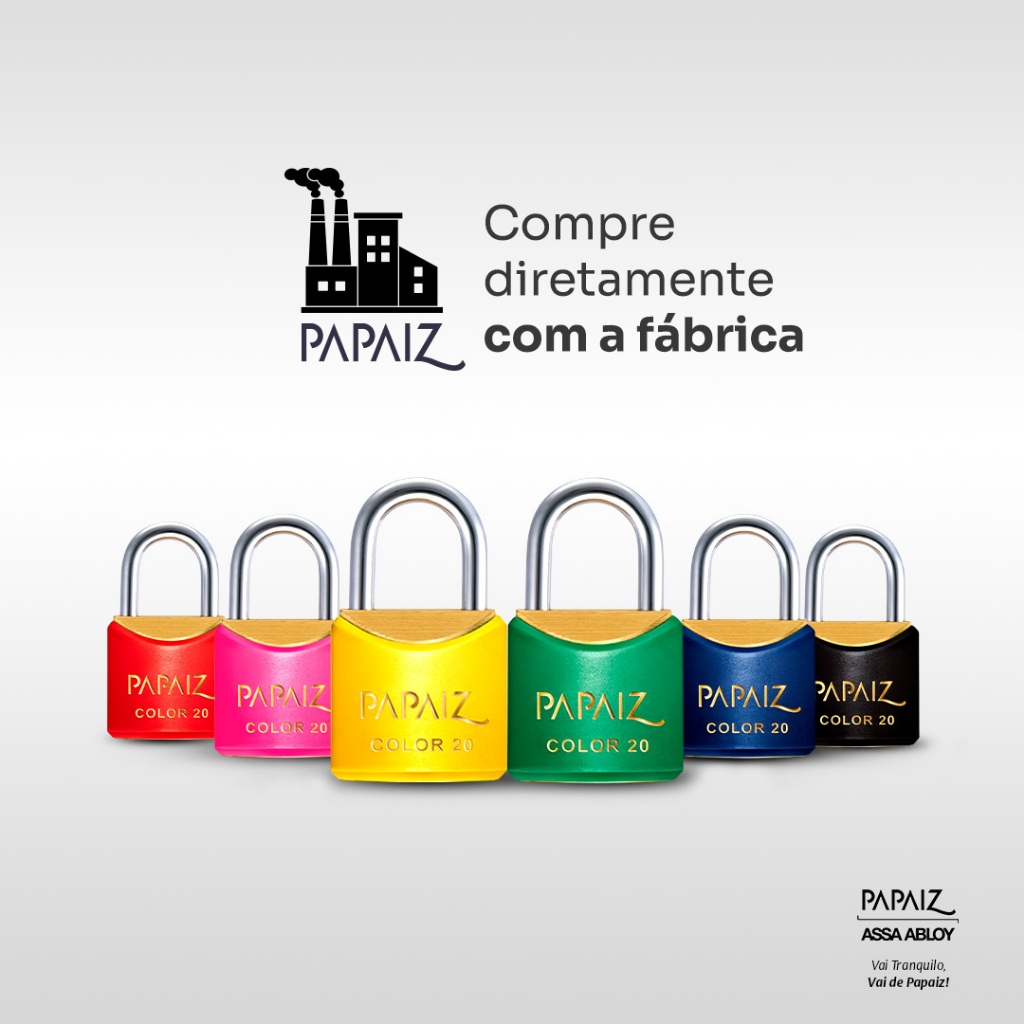 Cadeado Papaiz Colorido com 2 Chaves Resistente e Seguro em Oferta na Shopee