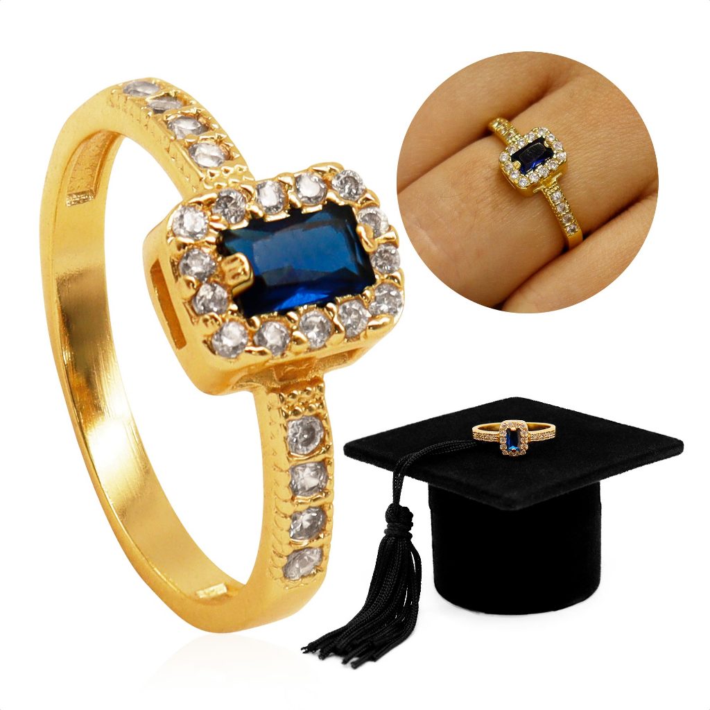 Anel De Formatura Feminino Em Moeda Antiga Banhado A Ouro 18k - Agronomia (Capelo) Wide