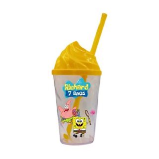 Kit 10 Copos Twister 300ml com Tampa Chantilly Personalizado Bob Esponja em Oferta na Shopee