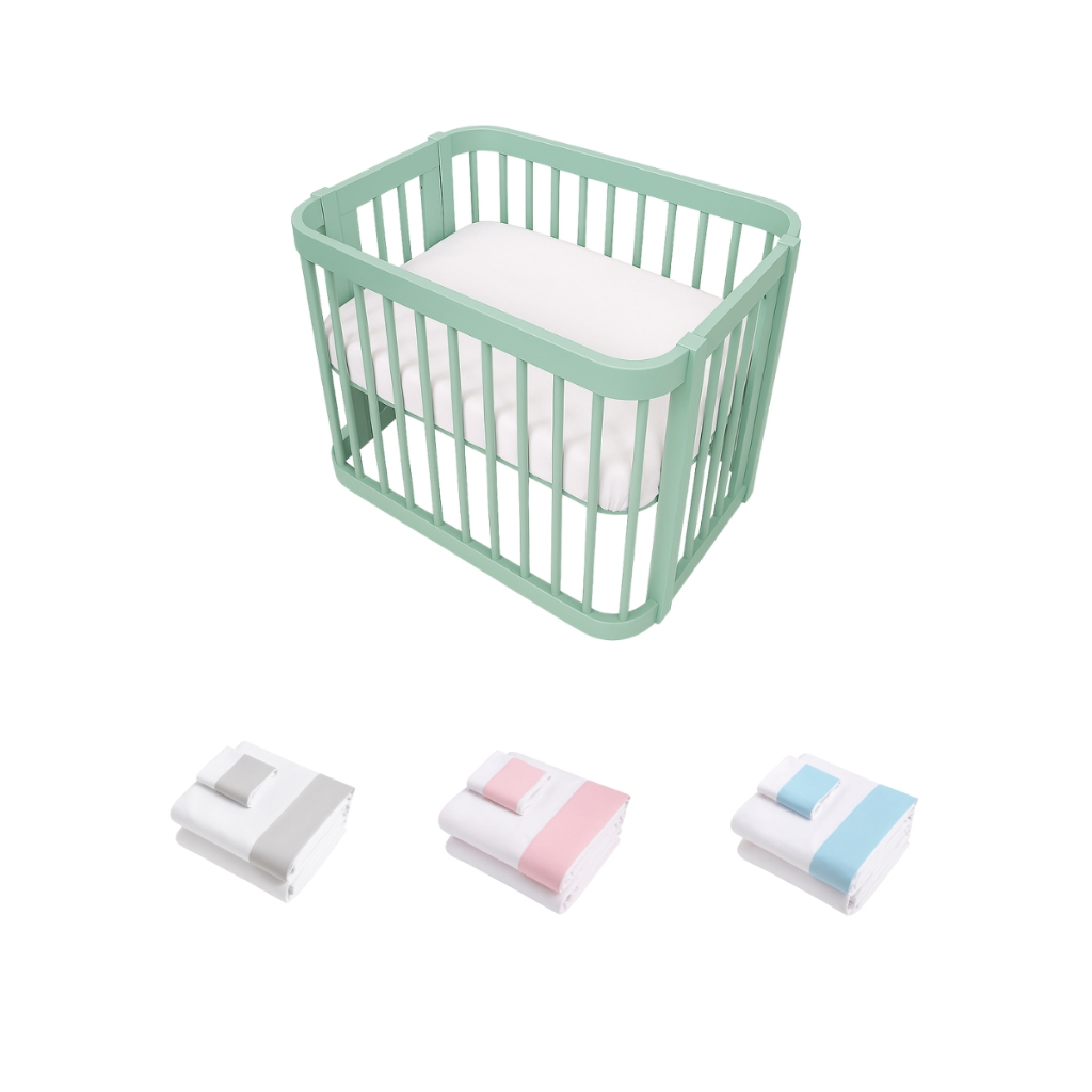 Jogo De Lençol Mini Berço 3 Peças 100% Algodão Fase 1 Evolutivo