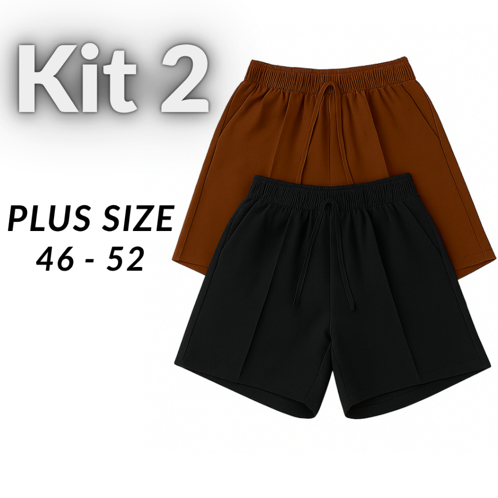 Kit 2 Shorts Dunas Feminina - Dia a dia Verão, Atemporal, Fresco , Bolsos Laterias e Cordão em Oferta na Shopee