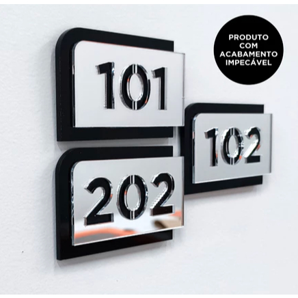 Placa Número Porta Apartamento Casa Loja Escritório Em Acrílico Prata em Oferta na Shopee
