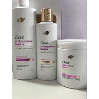 Kit Dove Cachos Ativos + Biotina – Cabelos 3A a 3C Novo em Oferta na Shopee