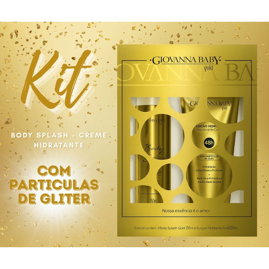 Kit Giovanna Baby Gold Body splash 260ml + Loção Corporal 200ml  Com Gliter - Kit Presente em Oferta na Shopee